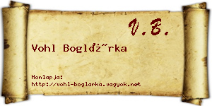 Vohl Boglárka névjegykártya